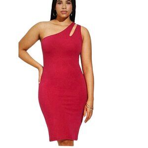 Torrid Mini Foxy One Shoulder Bodycon Magenta Dress, 3, 3X, 22-24